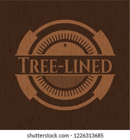 Tree-lined wooden emblem