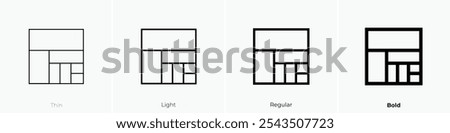 treemap chart icon. Thin, Light Regular And Bold style design isolated on white background