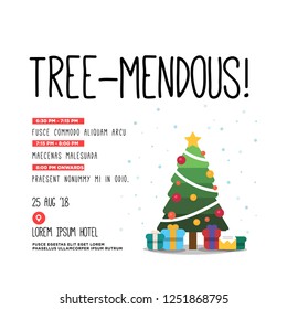 Tree-mendous Christmas Tree Invitation in Flat Style Design