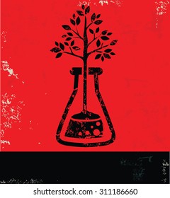 Tree,research design on red background, grunge vector