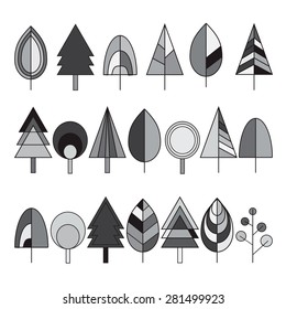 Trees abstract collection. Vector illustration