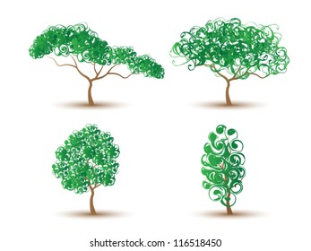 TREES ABSTRACT-COLLECTION OF FOUR