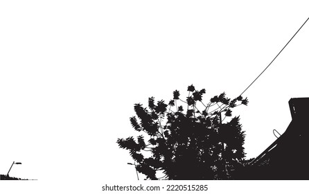 trees around the city for background, some simple vector