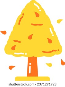 Trees In Autumn. autumn garden bush icon with golden autumn leaves for city park and background vector