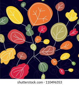 Trees autumn seamless pattern bright