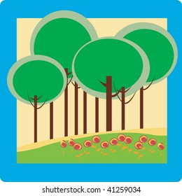 Trees background illustration, vector icon