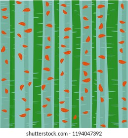 Trees background. The trunk and leaves in separate layers. Vector. a forest image