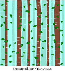 Trees background. The trunk and leaves in separate layers. Vector. a forest image