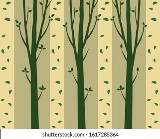 Trees background. The trunk and leaves in separate layers. Vector.
