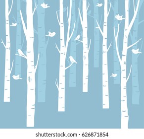 Trees background. The trunk and leaves in separate layers. Vector.