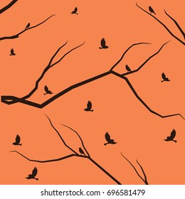 Trees background. The trunk and leaves in separate layers. Vector.