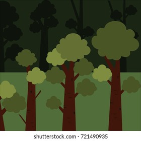 Trees background. The trunk and leaves in separate layers. Vector.