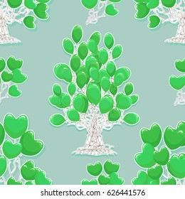 Trees from balloons. Holiday pattern for wallpaper, postcards, posters. Vector illustration