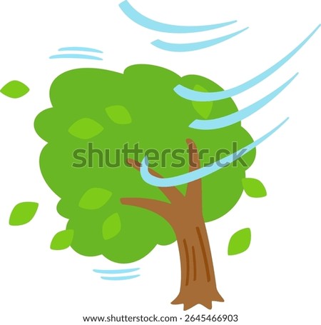 Trees blown by strong winds
