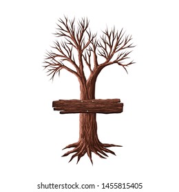 Trees with boards on the trunk