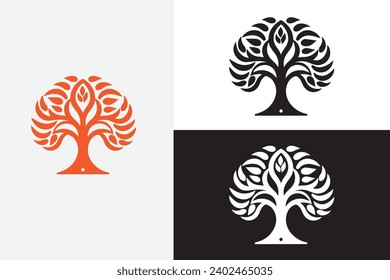 Trees and books for education white logo sample design art