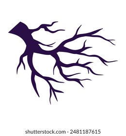 Trees branch silhouette isolated on white background.