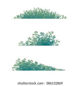 Trees and branches silhouette in aqua. Detailed vector illustration. Forest banner.