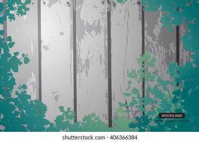Trees and branches silhouette in aqua. Detailed vector illustration. Forest banner.