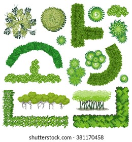 Trees and bush item top view for landscape design