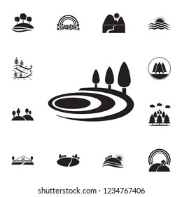 trees by the field icon. Detailed set of landscapes icons. Premium graphic design. One of the collection icons for websites, web design, mobile app