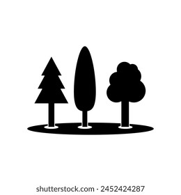trees by the field icon. vector tree icon set flat illustration on white background..eps