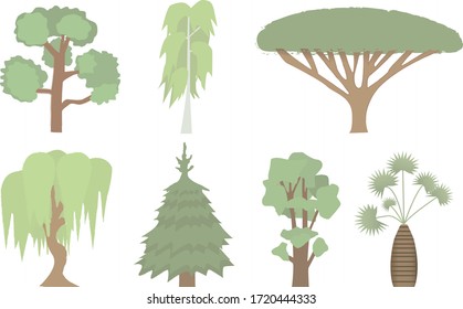 Trees for cartoon animations, other vectoral animations , presentation and other arts