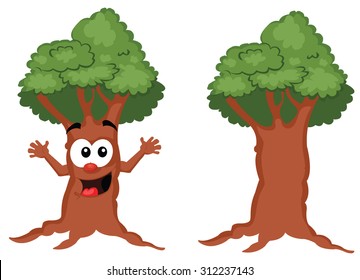 trees cartoon set