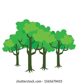 trees, cartoon vector illustration, white background
