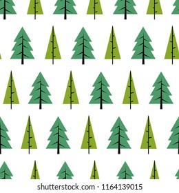 Trees, Christmas trees, pines seamless background pattern. New Year's texture of botanical, modern backgrounds, fabrics, scrapbooking, packaging, invitations, postcards.