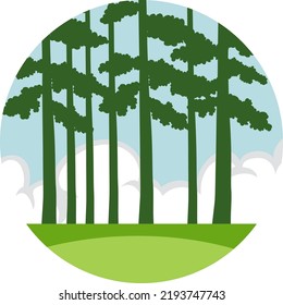 Árboles en la ilustración de icono de círculo