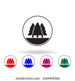 Trees in a circle multi color icon. Simple glyph, flat vector of landscape icons for ui and ux, website or mobile application