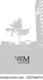 Trees and city silhouette. Vector