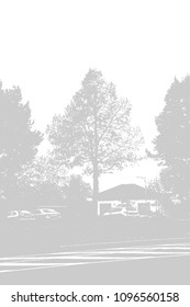 Trees and city silhouette. Vector