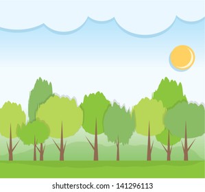 trees and clouds