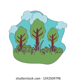 Trees and clouds design, Nature plant summer season environment natural and ecology theme Vector illustration