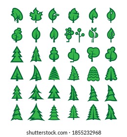 Trees. Collection of design elements. Icons set.