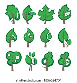 Trees. Collection of design elements. Icons set.