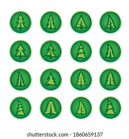 Trees. Collection of design elements. Icons set.