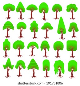 Trees. Collection of design elements. Icons set.