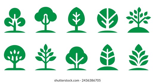 Trees. Collection of design elements. Icons set