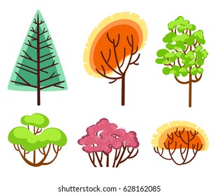 Trees. Collection of design elements. Icons set. vector illustration