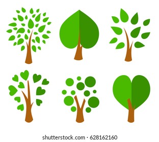 Trees. Collection of design elements. Icons set. vector illustration