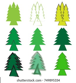 Trees. Collection of design elements. Icons set.