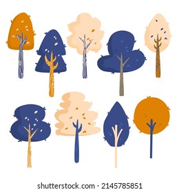 Colección de árboles en estilo plano