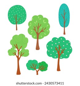 Trees collection in hand drawn style