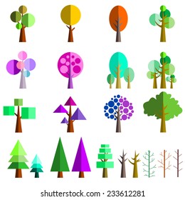 Trees collection isolated on white.vector