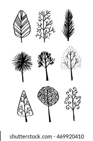 Trees collection, sketch for your design. 