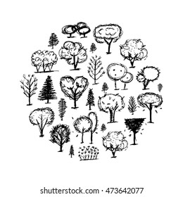 Trees collection, sketch for your design