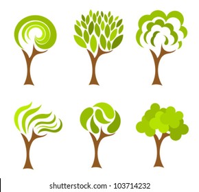 Trees collection. Vector illustration